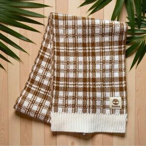 Timberland Plaid Knit Scarf – Tan Caramel & Cream – OS